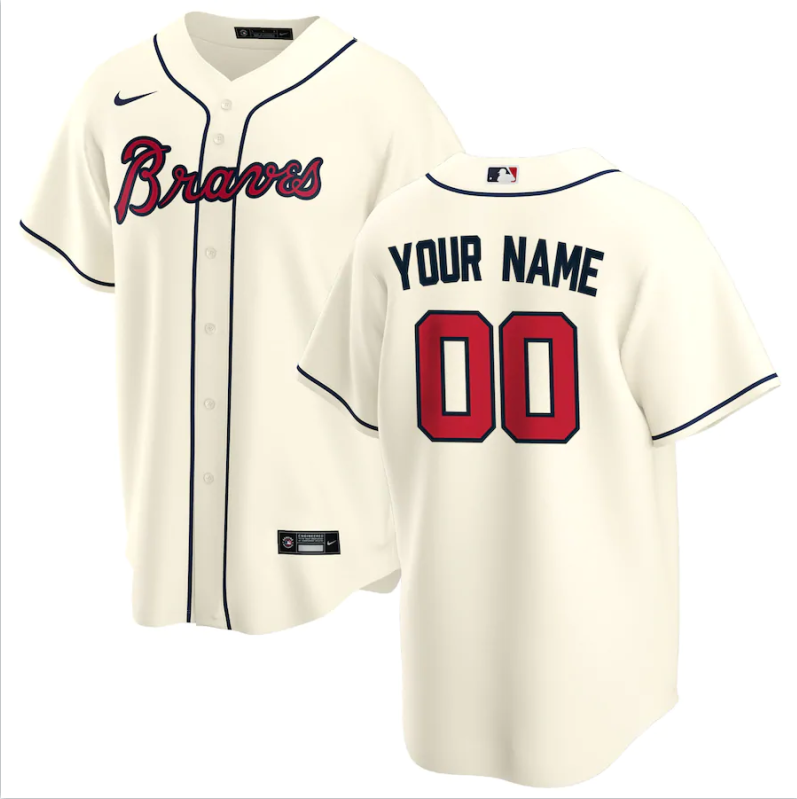 Men's Atlanta Braves Active Player Custom Cream White Base Stitched Jersey